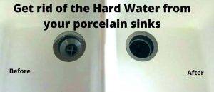 Hard Water Stains from Porcelain Sinks