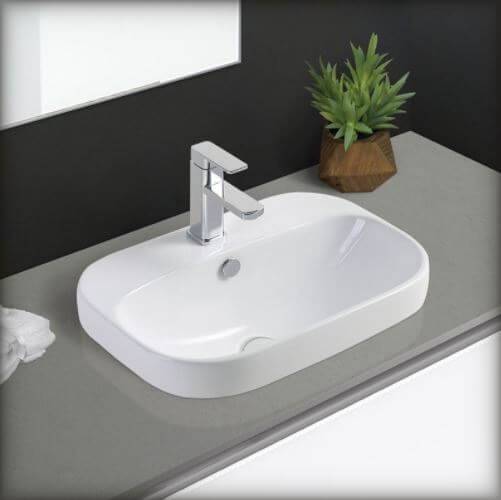 Bathroom sink made of ceramic material