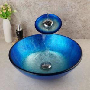 Colored Tempered Glass Bathroom sink.