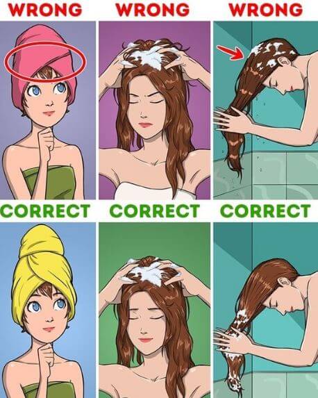 Correct steps washing hair