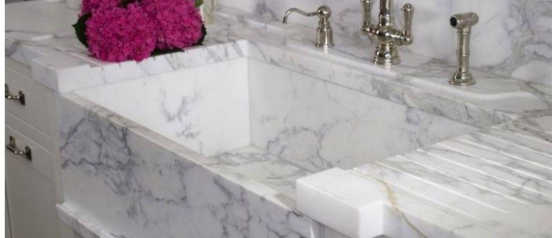 White marble sink